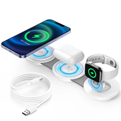 3-in-1 Fast Wireless Charger for iPhone, Apple Watch & AirPods – 15W Charging Stand