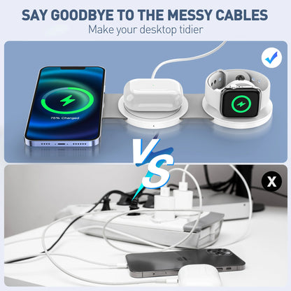 3-in-1 Fast Wireless Charger for iPhone, Apple Watch & AirPods – 15W Charging Stand